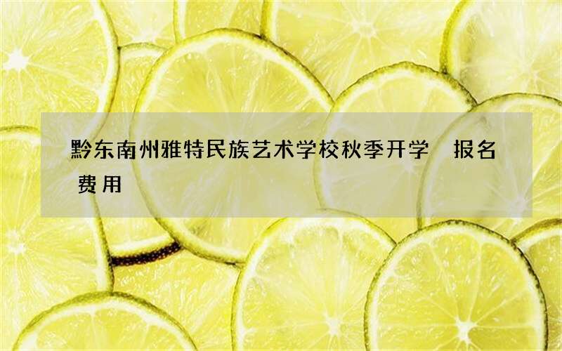 黔东南州雅特民族艺术学校秋季开学 报名费用